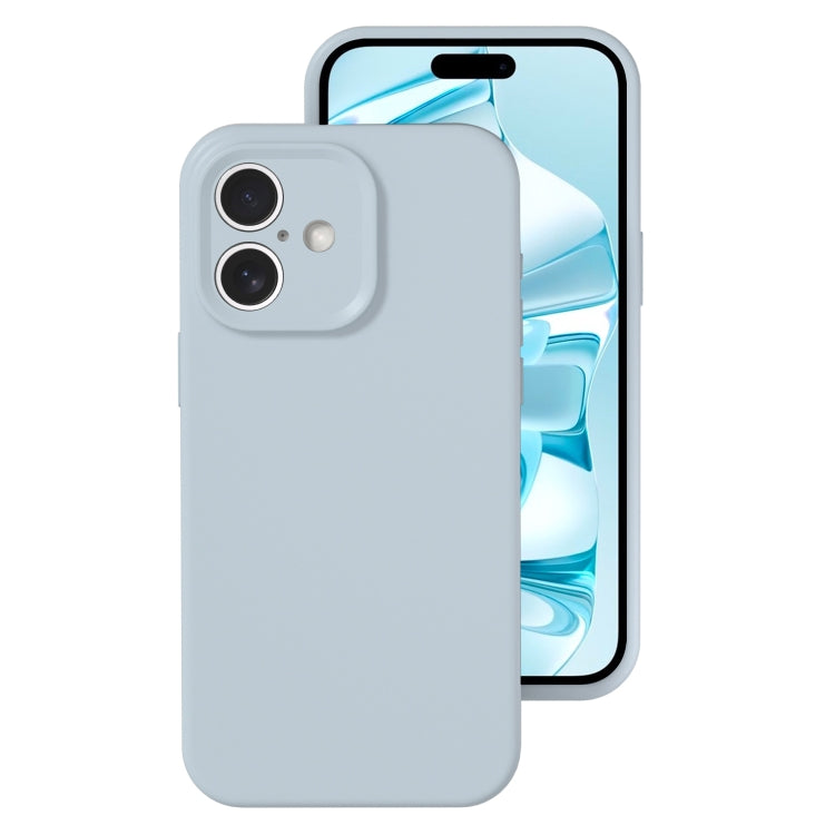 For iPhone 16 Precise Hole Liquid Silicone Jelly Color Full Coverage Phone Case(Haze Blue) - iPhone 16 Cases by buy2fix | Online Shopping UK | buy2fix