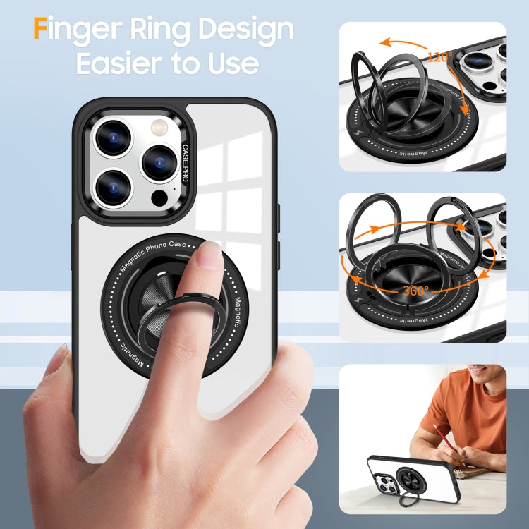 For iPhone 16 Pro Magnetic Rotating Ring Holder Phone Case(Black) - iPhone 16 Pro Cases by buy2fix | Online Shopping UK | buy2fix