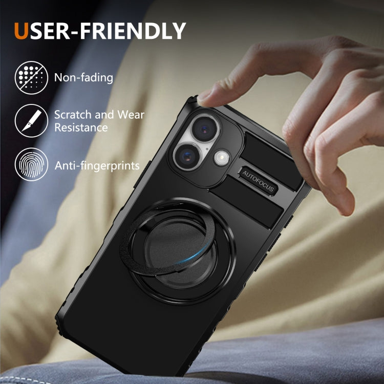 For iPhone 16 Plus Rotating Magnetic Holder Phone Case(Black) - iPhone 16 Plus Cases by buy2fix | Online Shopping UK | buy2fix