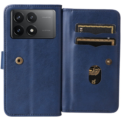 For Redmi K70 Multi-Function Wallet 10 Card Slots Leather Phone Case(Dark Blue) - K70 Cases by buy2fix | Online Shopping UK | buy2fix