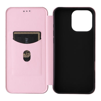 For iPhone 16 Pro Max Carbon Fiber Texture Flip Leather Phone Case(Pink) - iPhone 16 Pro Max Cases by buy2fix | Online Shopping UK | buy2fix