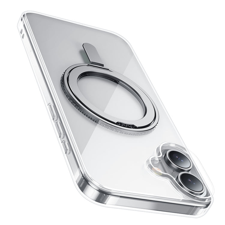 For iPhone 16 Plus hoco AS1 MagSafe Magnetic Rotating Stand Phone Case(Transparent) - iPhone 16 Plus Cases by hoco | Online Shopping UK | buy2fix