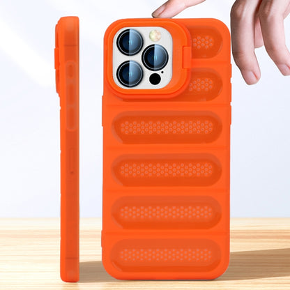 For iPhone 16 Pro Max Invisible Holder Cooling Phone Case(Transparent Orange) - iPhone 16 Pro Max Cases by buy2fix | Online Shopping UK | buy2fix