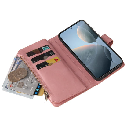 For Xiaomi Poco F6 Pro Skin Feel Multi Card Slots Zipper Wallet Leather Phone Case(Pink) - Xiaomi Cases by buy2fix | Online Shopping UK | buy2fix