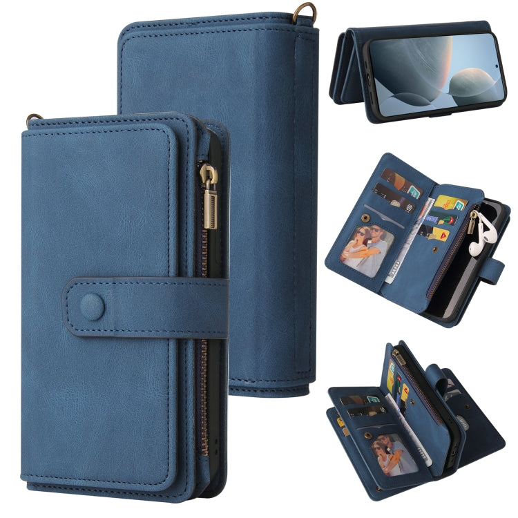 For Xiaomi Poco F6 Pro Skin Feel Multi Card Slots Zipper Wallet Leather Phone Case(Blue) - Xiaomi Cases by buy2fix | Online Shopping UK | buy2fix