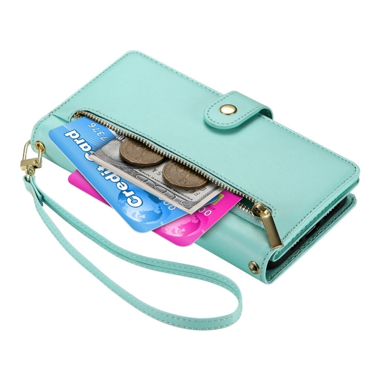 For Redmi K70 Ultra Nine Card-slot Zipper Wallet Bag Leather Phone Case(Mint Green) - Xiaomi Cases by buy2fix | Online Shopping UK | buy2fix