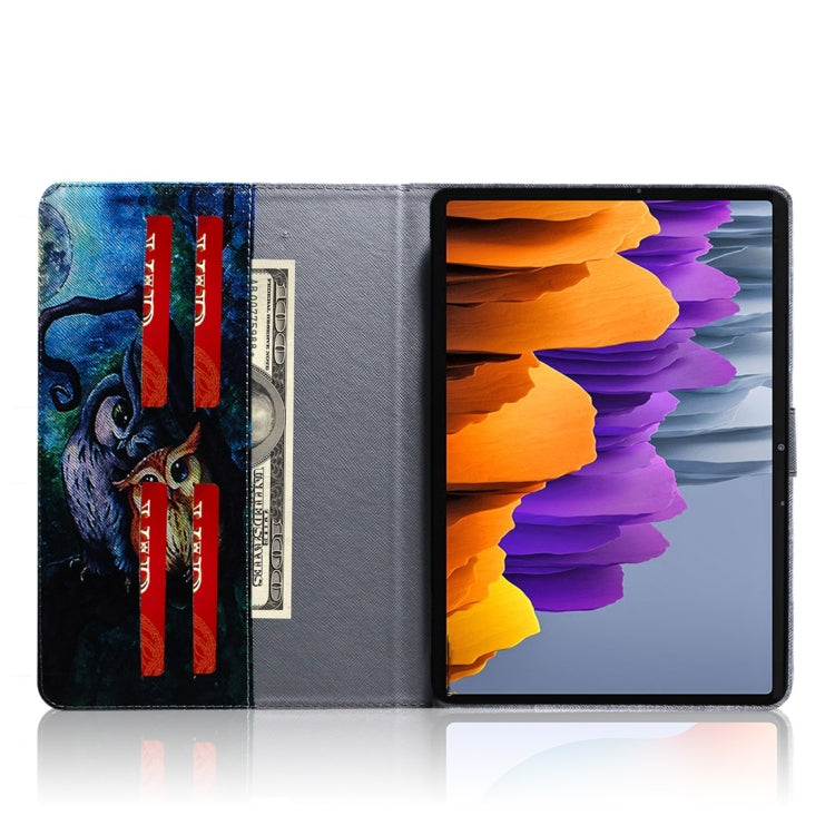 For Samsung Galaxy Tab S7 T870 (2020) 3D Colored Drawing Horizontal Flip Leather Case with Holder & Card Slot & Wallet(Oil Painting Owl) - Other Galaxy Tab PC by buy2fix | Online Shopping UK | buy2fix