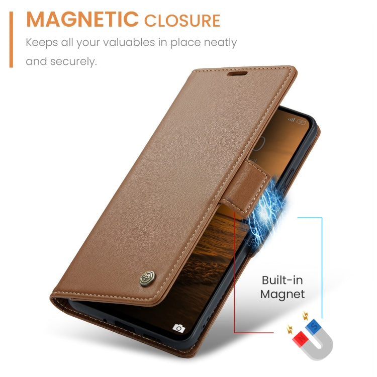 For Redmi 13 CaseMe 023 Butterfly Buckle Litchi Texture RFID Anti-theft Leather Phone Case(Brown) - Redmi 13 Cases by CaseMe | Online Shopping UK | buy2fix