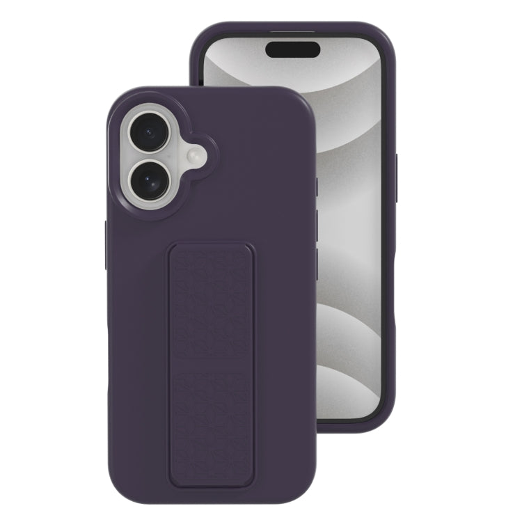 For iPhone 16 Plus Liquid Silicone Holder Phone Case(Dark Purple) - iPhone 16 Plus Cases by buy2fix | Online Shopping UK | buy2fix