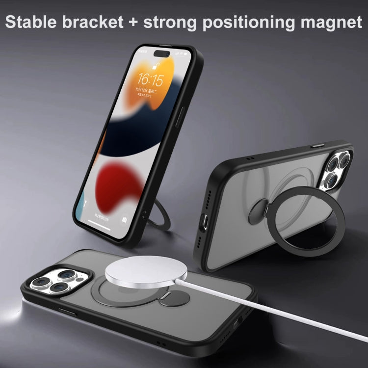 For iPhone 15 Plus 360 Degree Rotating MagSafe Magnetic Bracket Frosted Phone Case(Dark Purple) - iPhone 15 Plus Cases by buy2fix | Online Shopping UK | buy2fix