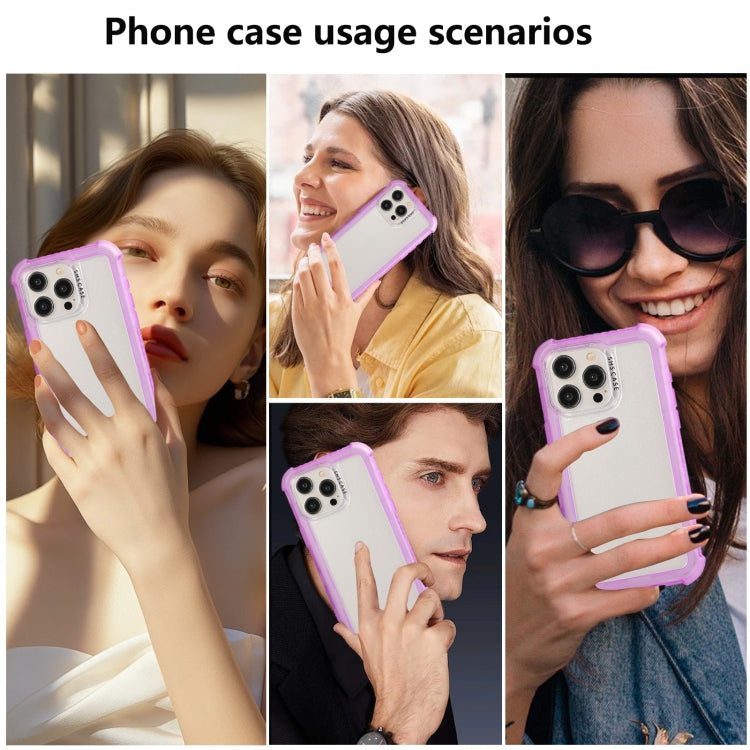 For iPhone 16 Pro Transparent Matte TPU Hybrid PC 3-in-1 Phone Case(Purple) - iPhone 16 Pro Cases by buy2fix | Online Shopping UK | buy2fix