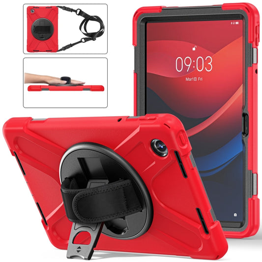 For Lenovo Tab M11 /Xiaomi Pad 11 2024 Rotatable Holder Silicone Hybrid PC Tablet Case with Shoulder Strap(Red) - Lenovo by buy2fix | Online Shopping UK | buy2fix