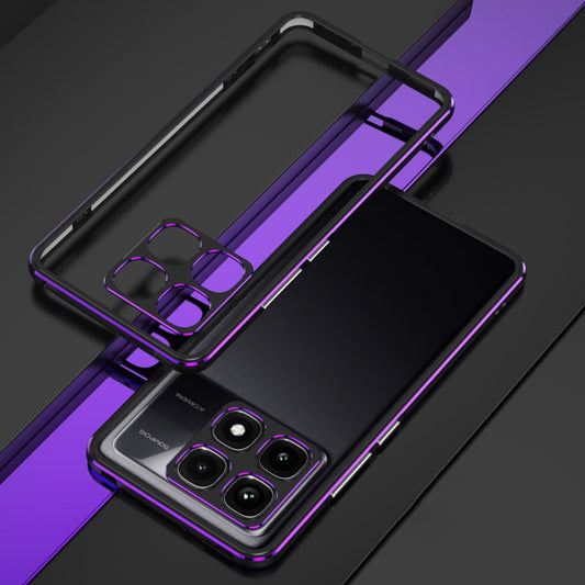 For Xiaomi Redmi K70 Ultra Aurora Series Lens Protector + Metal Frame Phone Case(Black Purple) - Xiaomi Cases by buy2fix | Online Shopping UK | buy2fix