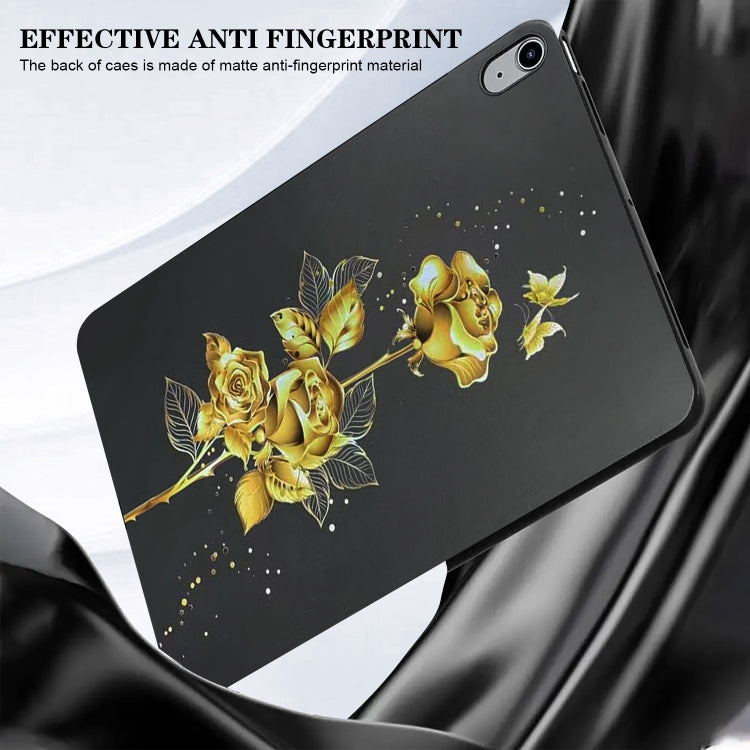 For iPad Air 11 2024 Color Painting Pattern Smart Tablet TPU Case(Golden Rose) - iPad Air 11 2024 Cases by buy2fix | Online Shopping UK | buy2fix