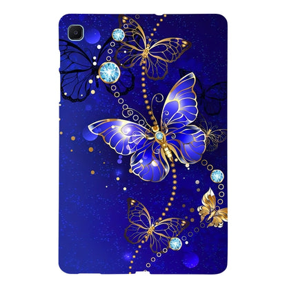 For Samsung Galaxy Tab S6 Lite 2024 / 2022 Color Painting Pattern Smart Tablet TPU Case(Blue Butterfly) - Tab S6 Lite P610 / P615 by buy2fix | Online Shopping UK | buy2fix