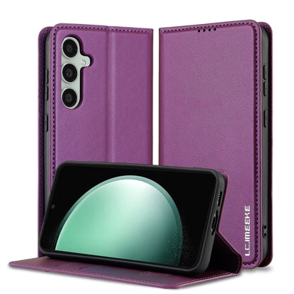 For Samsung Galaxy S23 5G LC.IMEEKE L1 Series Frosted Fine Texture PU Phone Case(Purple) - Galaxy S23 5G Cases by LC.IMEEKE | Online Shopping UK | buy2fix