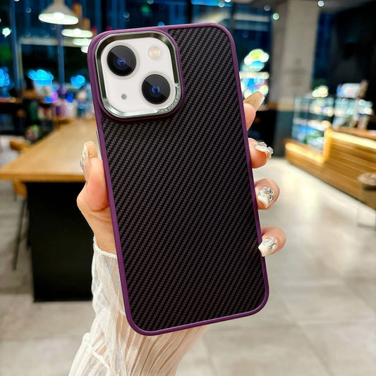 For iPhone 15 Plus Carbon Fiber Texture MagSafe Magnetic Shockproof Phone Case(Purple) - iPhone 15 Plus Cases by buy2fix | Online Shopping UK | buy2fix