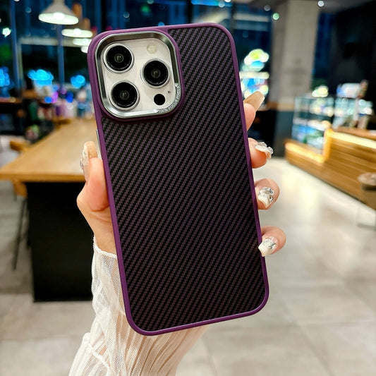 For iPhone 14 Pro Max Carbon Fiber Texture MagSafe Magnetic Shockproof Phone Case(Purple) - iPhone 14 Pro Max Cases by buy2fix | Online Shopping UK | buy2fix