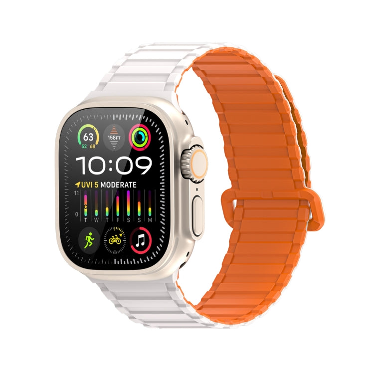 For Apple Watch SE 2022 44mm DUX DUCIS KJ Series Magnetic Buckle Silicone Watch Band(Starlight Orange) - Watch Bands by DUX DUCIS | Online Shopping UK | buy2fix