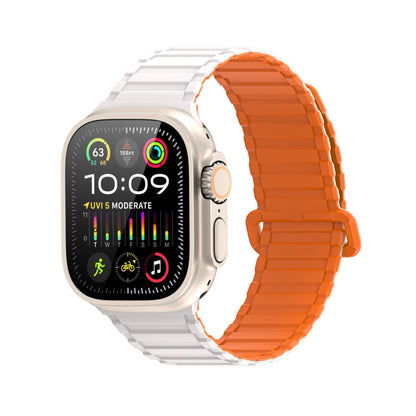 For Apple Watch SE 2022 44mm DUX DUCIS KJ Series Magnetic Buckle Silicone Watch Band(Starlight Orange) - Watch Bands by DUX DUCIS | Online Shopping UK | buy2fix