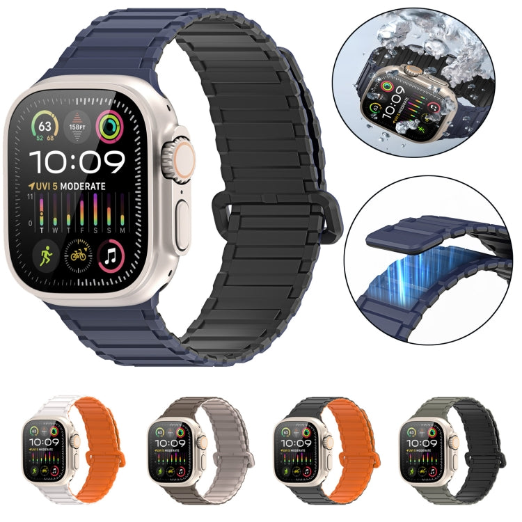 For Apple Watch 42mm DUX DUCIS KJ Series Magnetic Buckle Silicone Watch Band(Black Blue) - Watch Bands by DUX DUCIS | Online Shopping UK | buy2fix