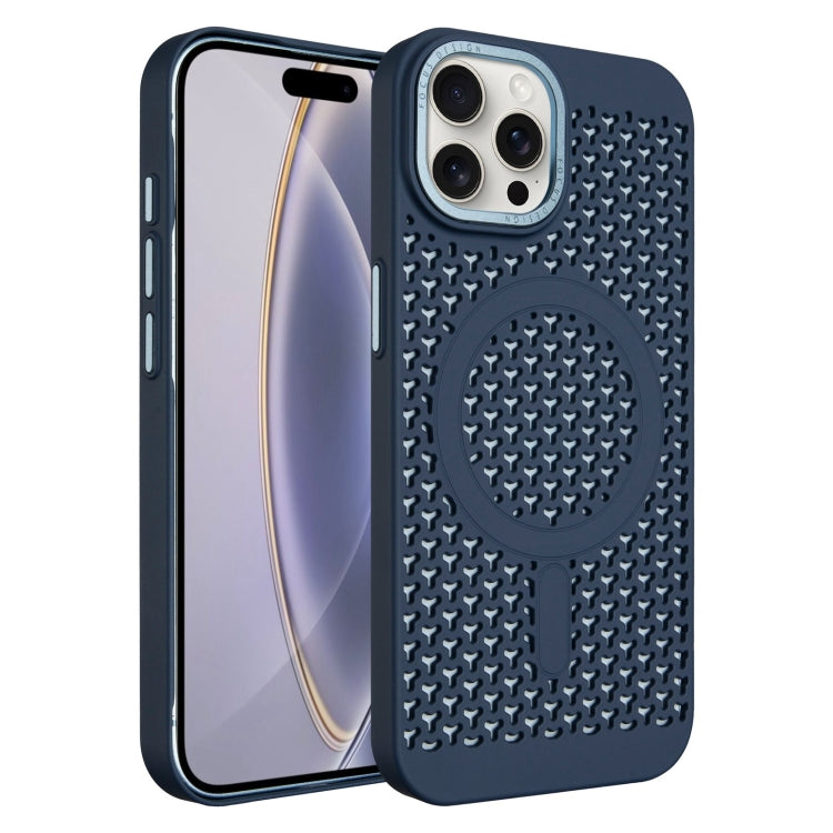 For iPhone 16 Pro Max Ice Feeling Cooling MagSafe Magnetic Phone Case(Navy Blue) - iPhone 16 Pro Max Cases by buy2fix | Online Shopping UK | buy2fix