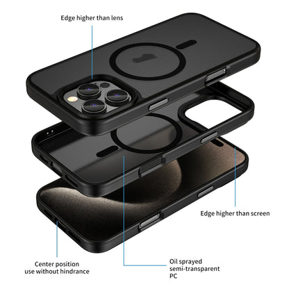 For iPhone 14 Pro Skin Feel Frosted MagSafe Magnetic Phone Case(Transparent Black) - iPhone 14 Pro Cases by buy2fix | Online Shopping UK | buy2fix