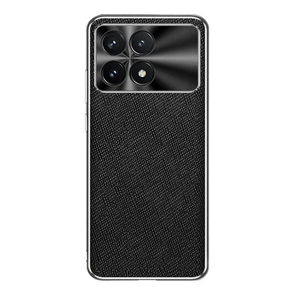 For Redmi K70 Silver Edge Cross Texture PU Leather Phone Case(Black) - K70 Cases by buy2fix | Online Shopping UK | buy2fix