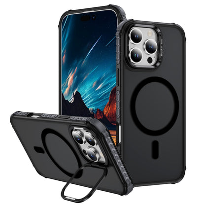 For iPhone 16 Pro Max Rainbow Series Skin Feel MagSafe Lens Holder Phone Case(Black) - iPhone 16 Pro Max Cases by buy2fix | Online Shopping UK | buy2fix