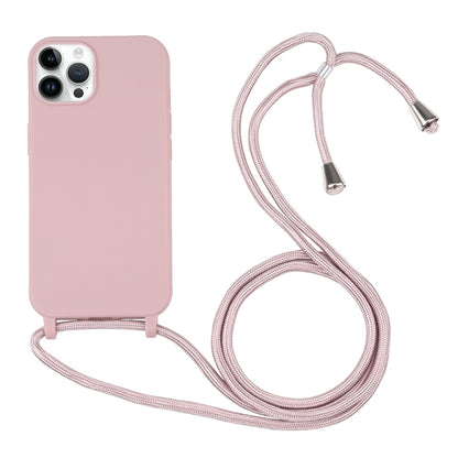 For iPhone 16 Pro Candy Colors TPU Protective Phone Case with Lanyard (Rose Gold) - iPhone 16 Pro Cases by buy2fix | Online Shopping UK | buy2fix