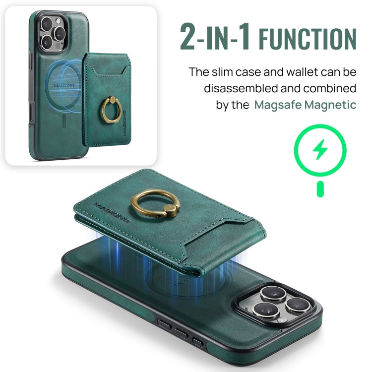 For iPhone 16 Pro DG.MING K1 MagSafe Detachable Wallet RFID Back Cover Phone Case(Green) - iPhone 16 Pro Cases by DG.MING | Online Shopping UK | buy2fix