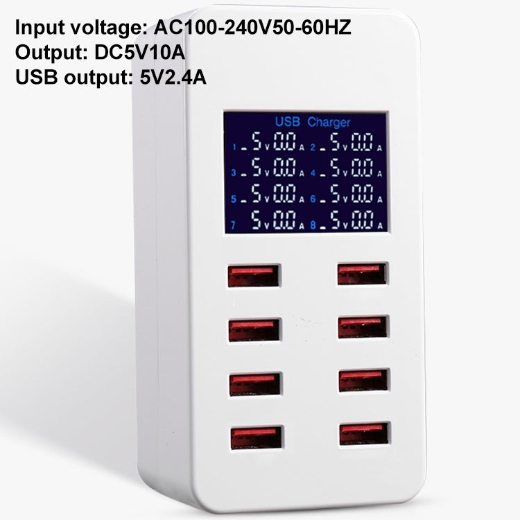 A8B 50W 8 Ports USB Smart Charging Station with Digital Display, Plug:UK Plug - Multifunction Charger by buy2fix | Online Shopping UK | buy2fix