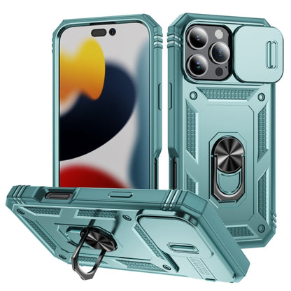 For iPhone 16 Pro Max Sliding Camshield TPU + PC Phone Case with Holder(Green) - iPhone 16 Pro Max Cases by buy2fix | Online Shopping UK | buy2fix