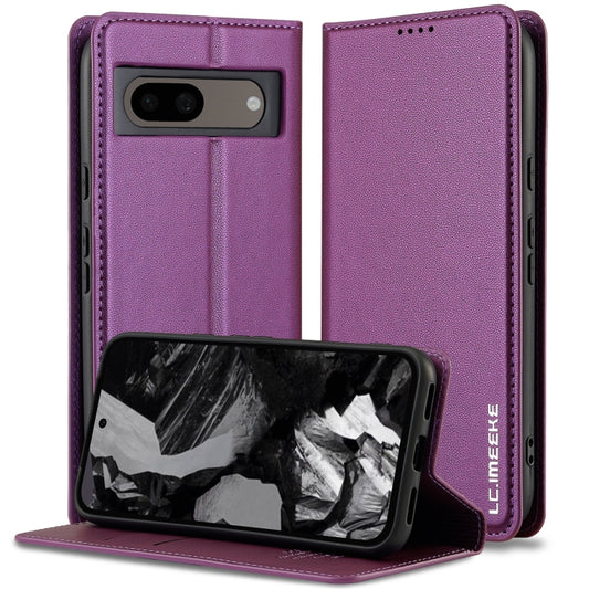 For Google Pixel 8 LC.IMEEKE L1 Series Frosted Fine Texture PU Phone Case(Purple) - Google Cases by LC.IMEEKE | Online Shopping UK | buy2fix