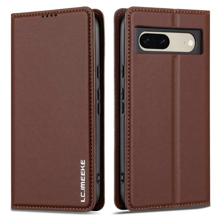 For Google Pixel 7 5G LC.IMEEKE L1 Series Frosted Fine Texture PU Phone Case(Brown) - Google Cases by LC.IMEEKE | Online Shopping UK | buy2fix