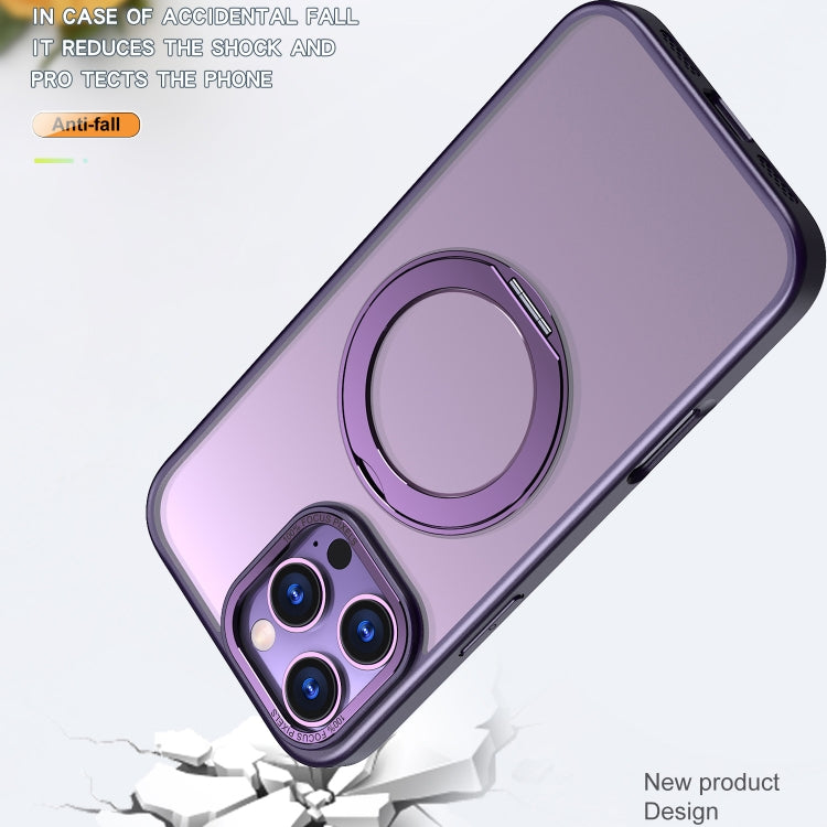 For iPhone 16 Pro Wing Series MagSafe Magnetic Ring Holder Phone Case(Dark Purple) - iPhone 16 Pro Cases by buy2fix | Online Shopping UK | buy2fix