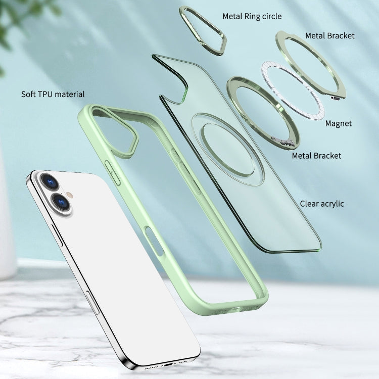 For iPhone 16 Wing Series MagSafe Magnetic Ring Holder Phone Case(Avocado Green) - iPhone 16 Cases by buy2fix | Online Shopping UK | buy2fix