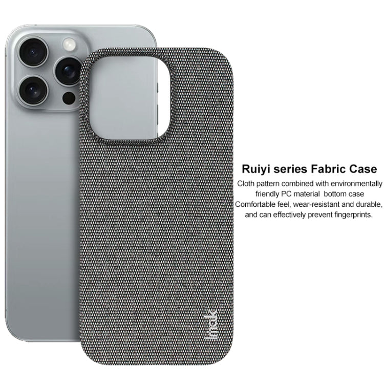 For iPhone 16 Pro Max imak Ruiyi Series Cloth Texture PU + PC Phone Case(Dark Grey) - iPhone 16 Pro Max Cases by imak | Online Shopping UK | buy2fix