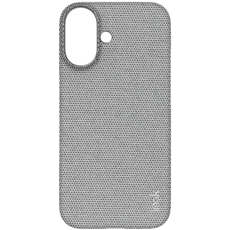 For iPhone 16 imak Ruiyi Series Cloth Texture PU + PC Phone Case(Light Grey) - iPhone 16 Cases by imak | Online Shopping UK | buy2fix