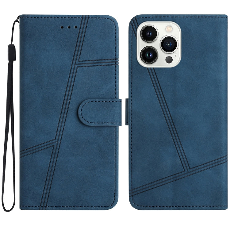 For iPhone 16 Pro Skin-feel Stitching Leather Phone Case(Blue) - iPhone 16 Pro Cases by buy2fix | Online Shopping UK | buy2fix