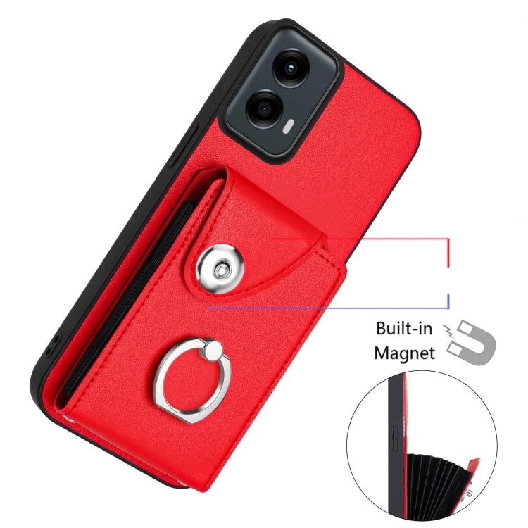 For Motorola Moto G 5G 2024 Organ Card Bag Ring Holder Phone Case(Red) - Motorola Cases by buy2fix | Online Shopping UK | buy2fix