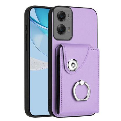 For Motorola Moto G Stylus 5G 2024 Organ Card Bag Ring Holder Phone Case(Purple) - Motorola Cases by buy2fix | Online Shopping UK | buy2fix