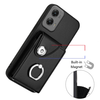 For Motorola Moto G Stylus 5G 2024 Organ Card Bag Ring Holder Phone Case(Black) - Motorola Cases by buy2fix | Online Shopping UK | buy2fix