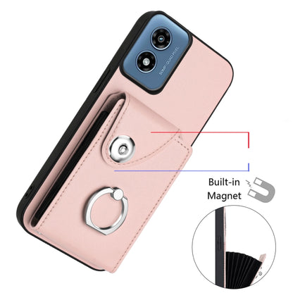 For Motorola Moto G Play 2024 5G Organ Card Bag Ring Holder Phone Case(Pink) - Motorola Cases by buy2fix | Online Shopping UK | buy2fix