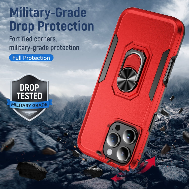 For iPhone 16 Pro Max Pioneer Armor Heavy Duty PC + TPU Phone Case with Holder(Red+Black) - iPhone 16 Pro Max Cases by buy2fix | Online Shopping UK | buy2fix