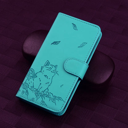 For Redmi K70 Ultra Cute Cat Embossed Leather Phone Case(Lake Blue) - Xiaomi Cases by buy2fix | Online Shopping UK | buy2fix