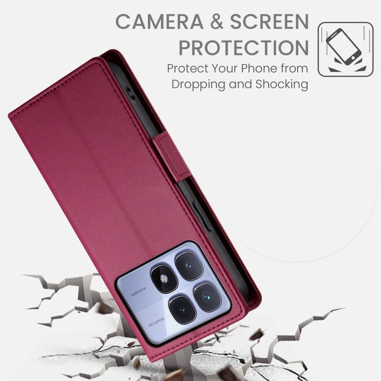 For Redmi K70 Ultra Side Buckle Magnetic Frosted Leather Phone Case(Wine Red) - Xiaomi Cases by buy2fix | Online Shopping UK | buy2fix