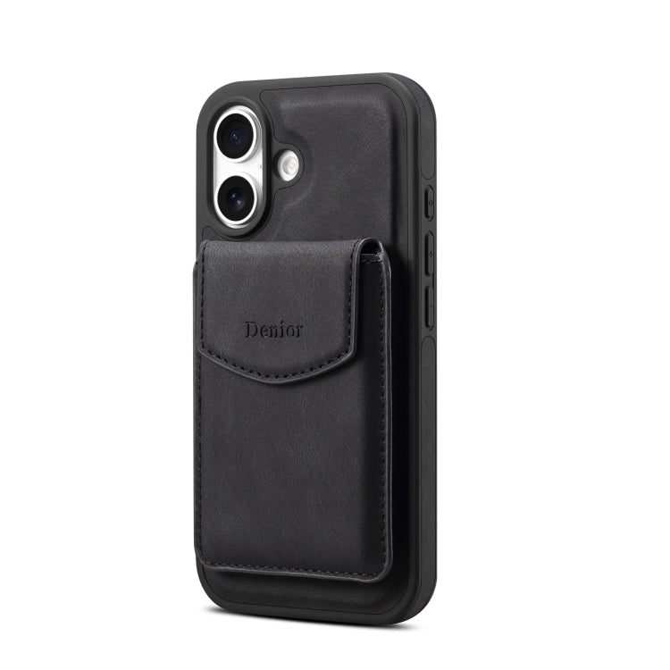 For iPhone 16 Denior D19 Skin Feel MagSafe Detachable Card Slot Phone Case(Black) - iPhone 16 Cases by Denior | Online Shopping UK | buy2fix