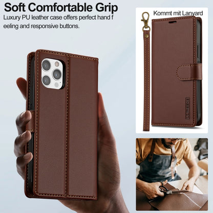 For iPhone 12 Pro Max LC.IMEEKE L2 Series Detachable Magsafe PU Phone Case with Lanyard(Brown) - iPhone 12 Pro Max Cases by LC.IMEEKE | Online Shopping UK | buy2fix