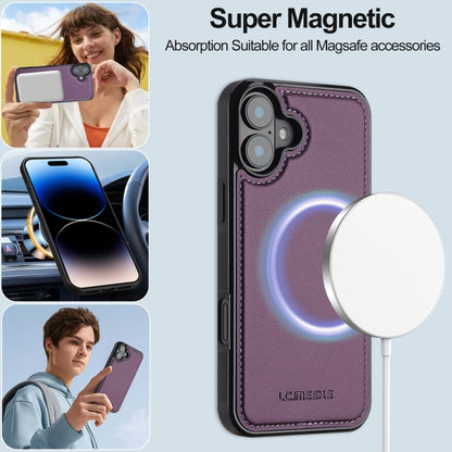 For iPhone 16 Plus LC.IMEEKE L2 Series Detachable Magsafe PU Phone Case with Lanyard(Purple) - iPhone 16 Plus Cases by LC.IMEEKE | Online Shopping UK | buy2fix